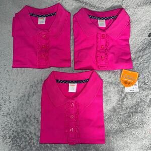 NWT Gymboree Girls Ruffle Polo - Uniform - pink 3 Pack Tshirts Size 7